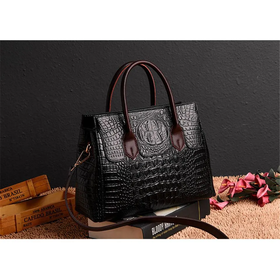 Fashionable CrocLuxe Convex Crocodile Tote Bag