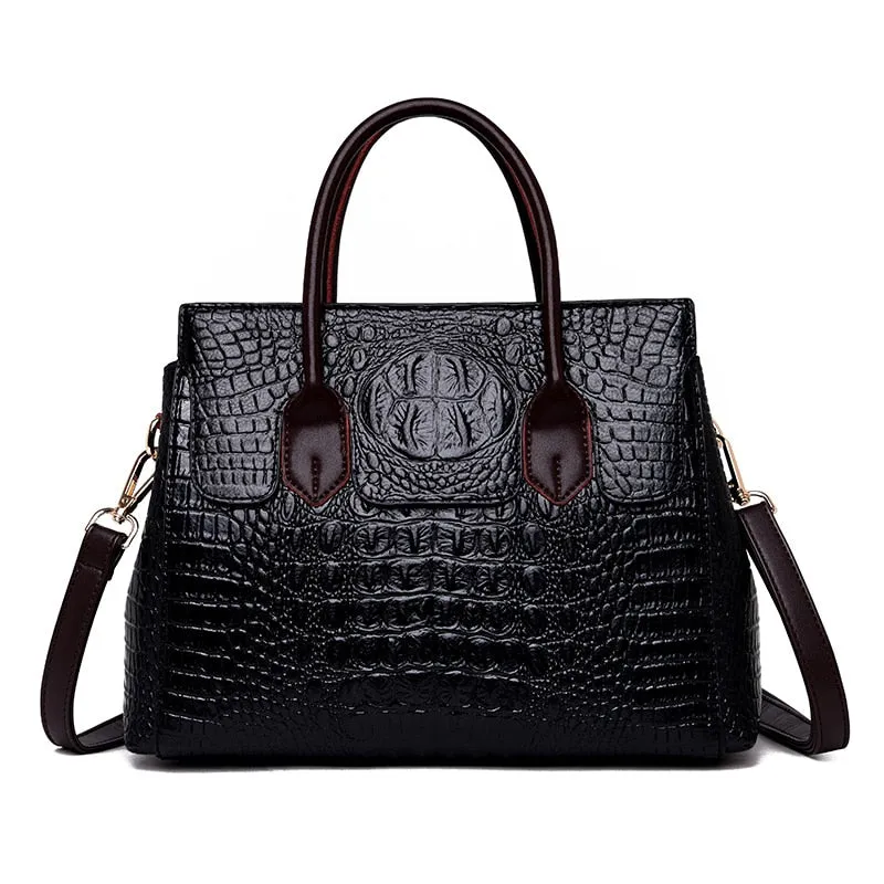 Fashionable CrocLuxe Convex Crocodile Tote Bag