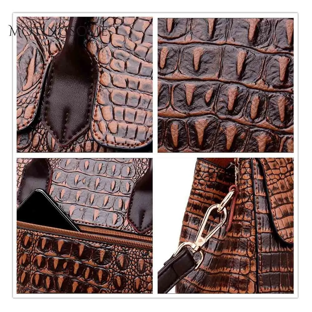 Fashionable CrocLuxe Convex Crocodile Tote Bag