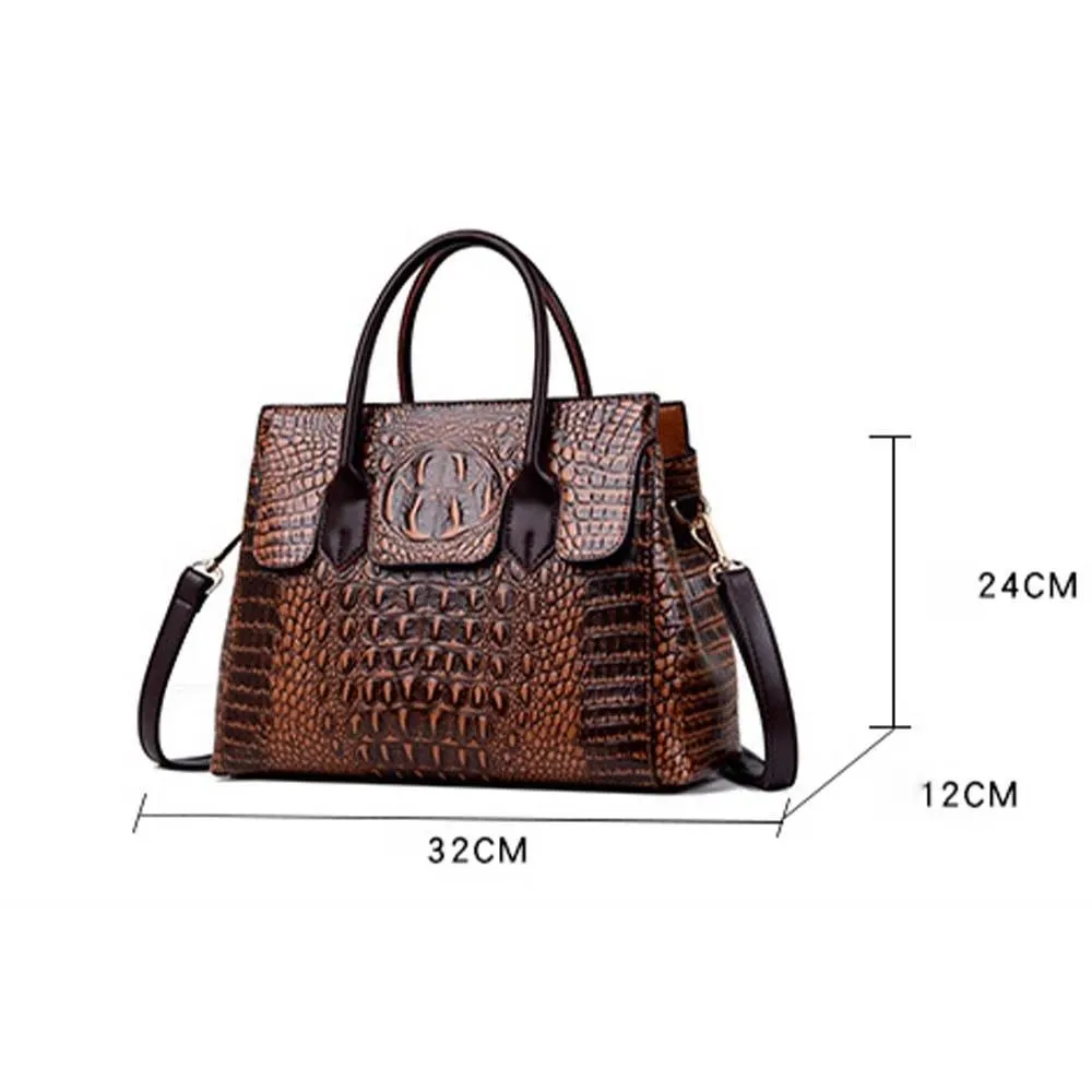 Fashionable CrocLuxe Convex Crocodile Tote Bag