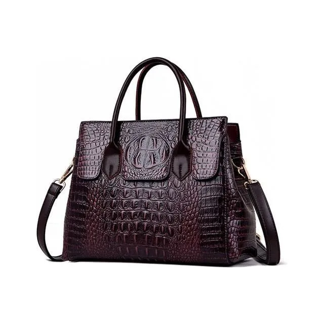 Fashionable CrocLuxe Convex Crocodile Tote Bag