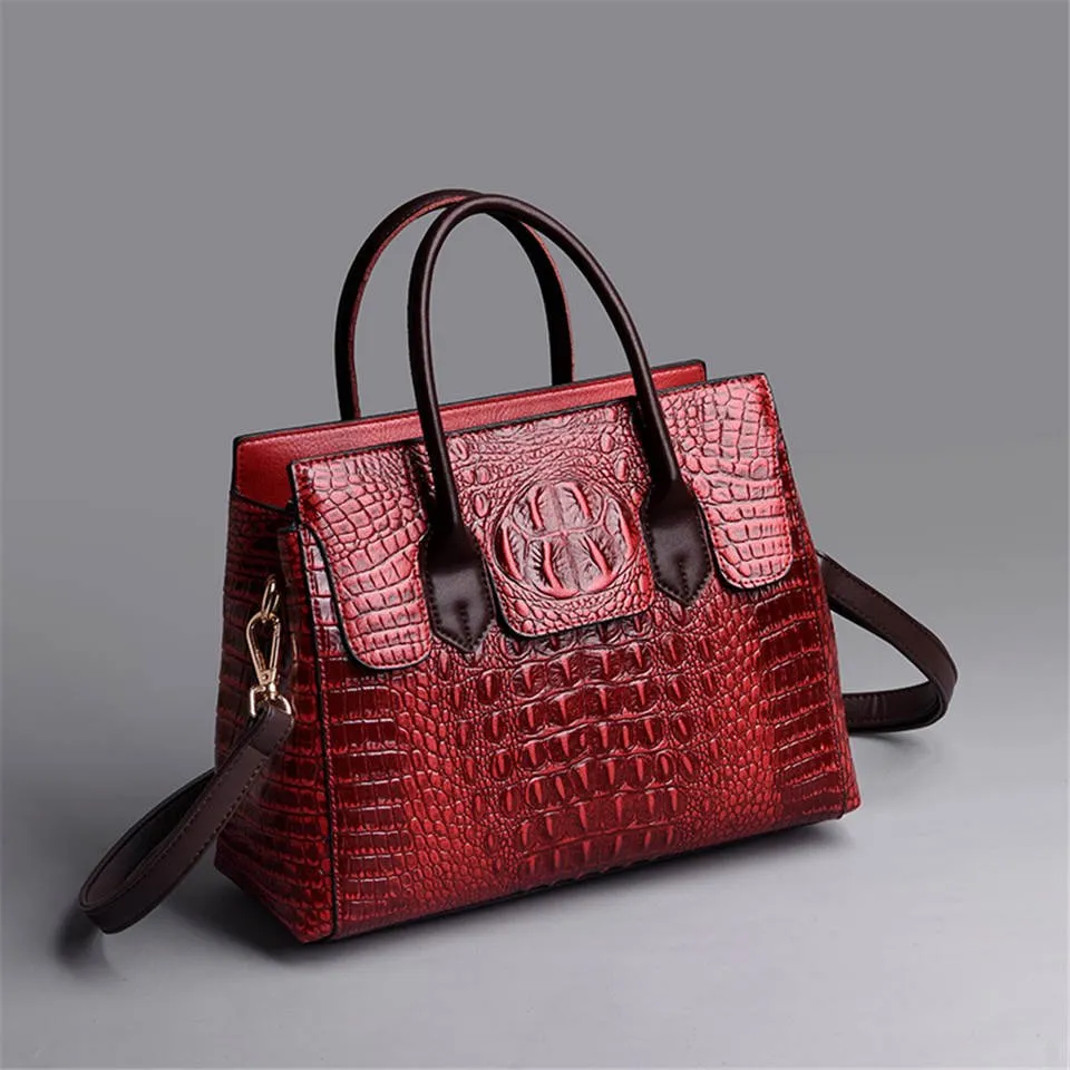 Fashionable CrocLuxe Convex Crocodile Tote Bag