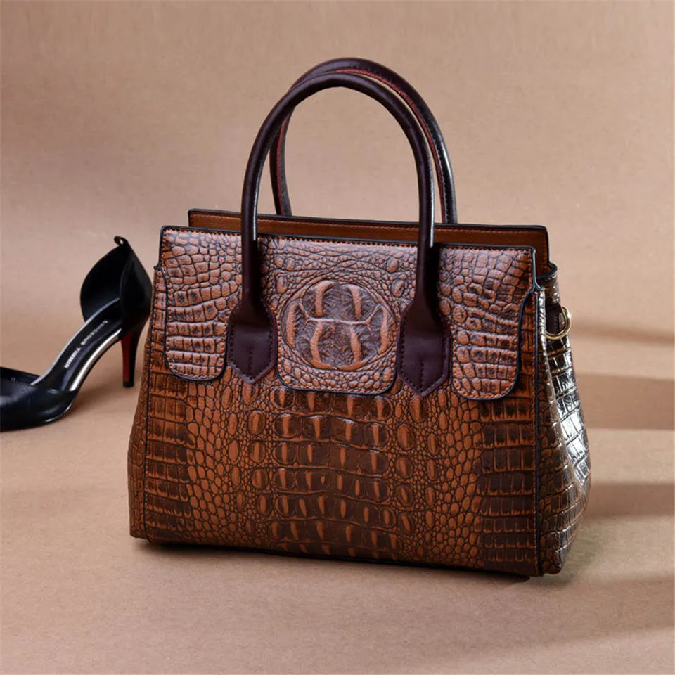 Fashionable CrocLuxe Convex Crocodile Tote Bag