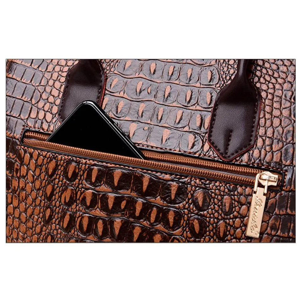 Fashionable CrocLuxe Convex Crocodile Tote Bag