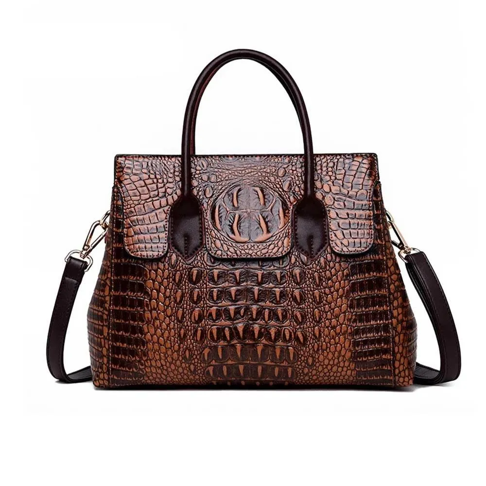 Fashionable CrocLuxe Convex Crocodile Tote Bag