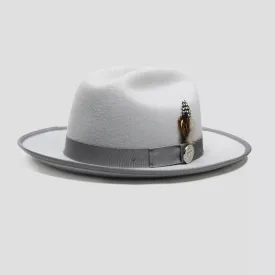 Fashionable Felt Fedora Hat in Sliver Grey