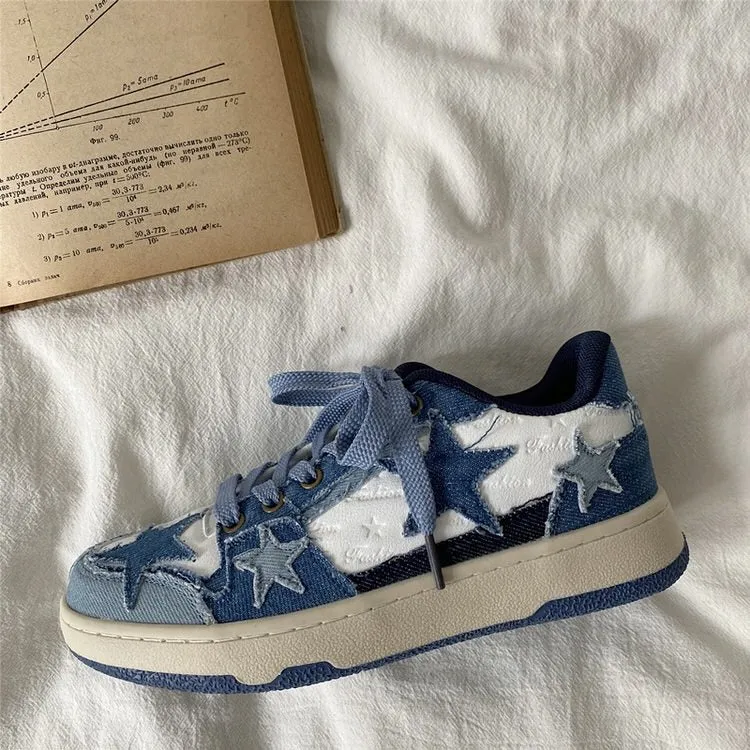 Fashionkova Blue Jeans Aesthetic Sneakers