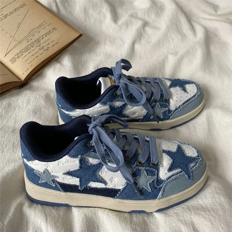 Fashionkova Blue Jeans Aesthetic Sneakers