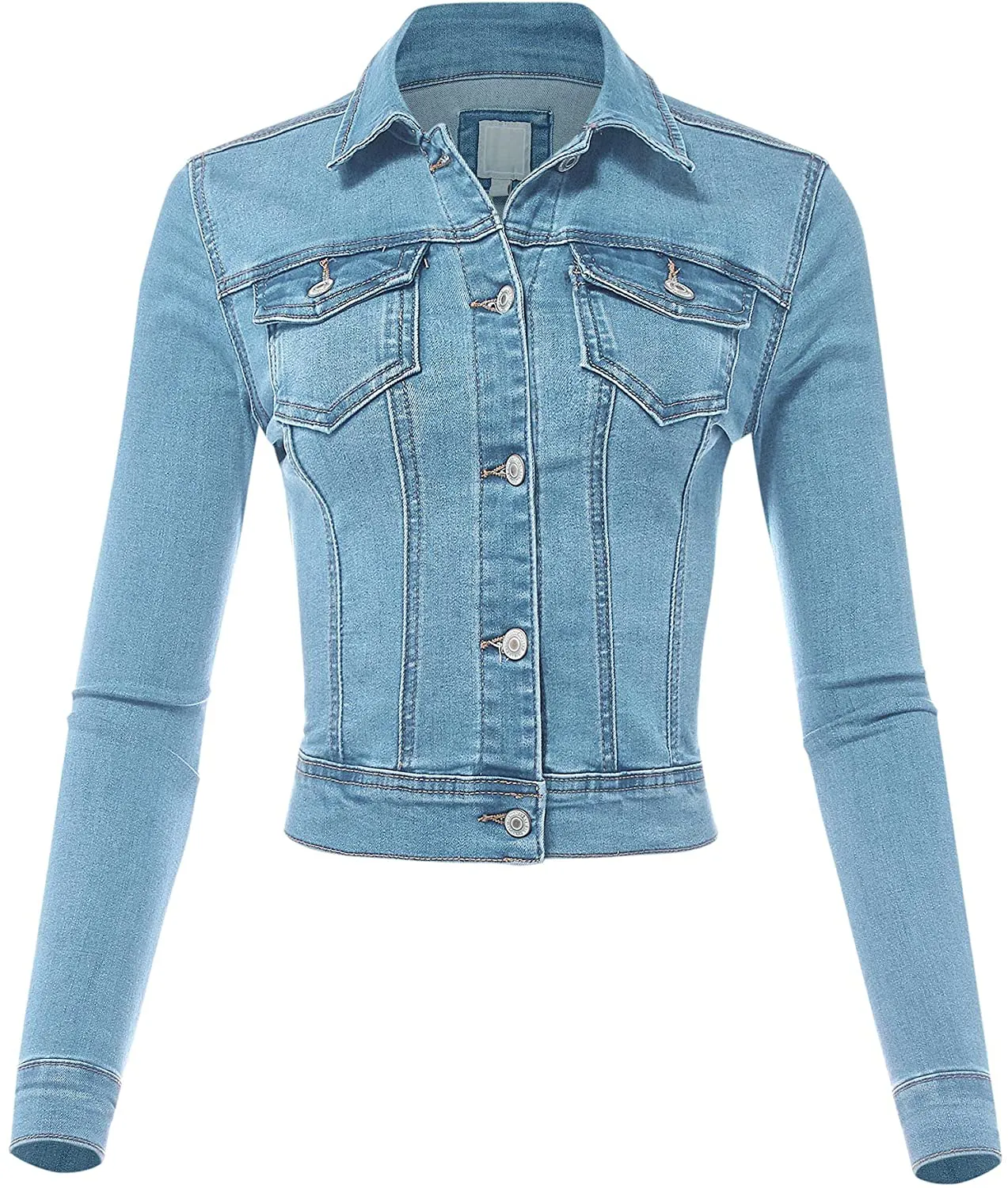 FashionMille Women Classic Casual Stretch Fit Denim Jean Jacket