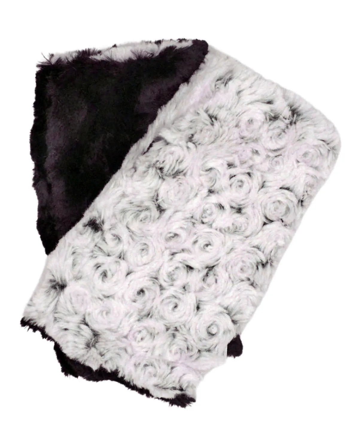 Faux Fur Gift Set - Headband and Fingerless Gloves in Rosebud Black