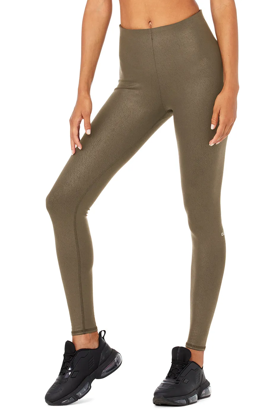 Faux Leather Airbrush High-Waist Legging - Hot Cocoa