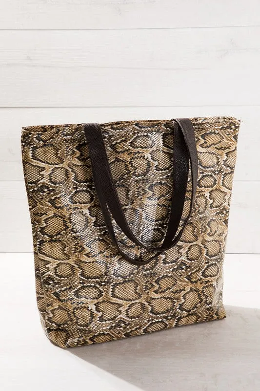 Faux snake skin tote bag shoulder bag