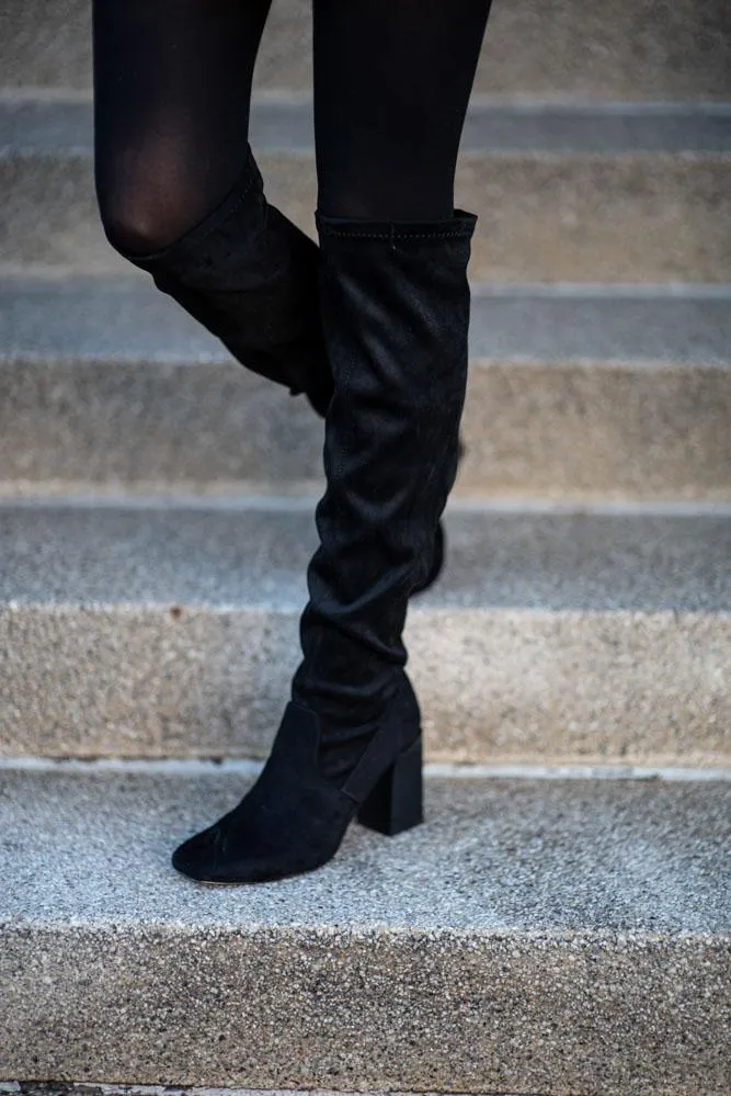 Faye Knee High Boots in Black