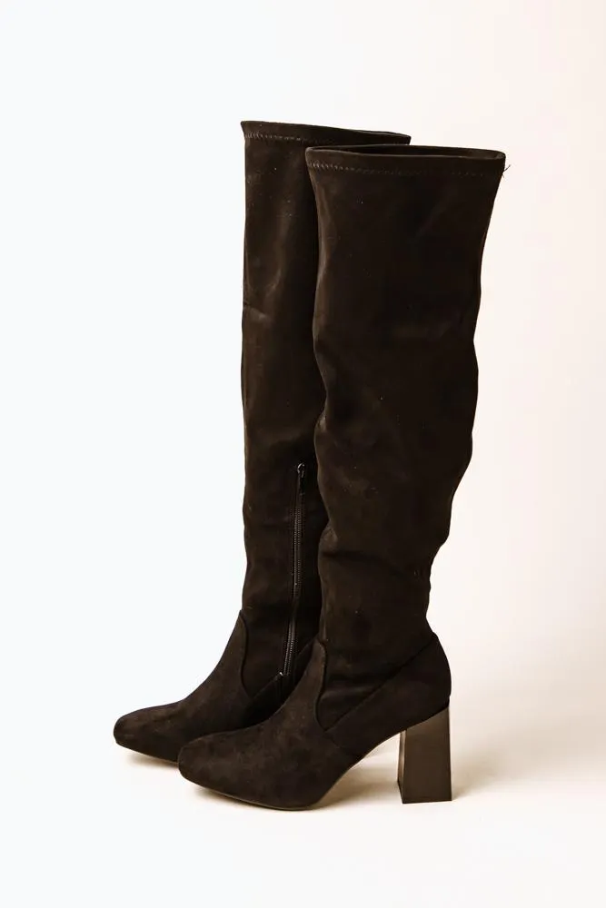 Faye Knee High Boots in Black