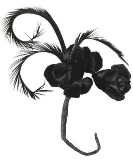 Feather Trim - Black Velvet Flowers and Feathers