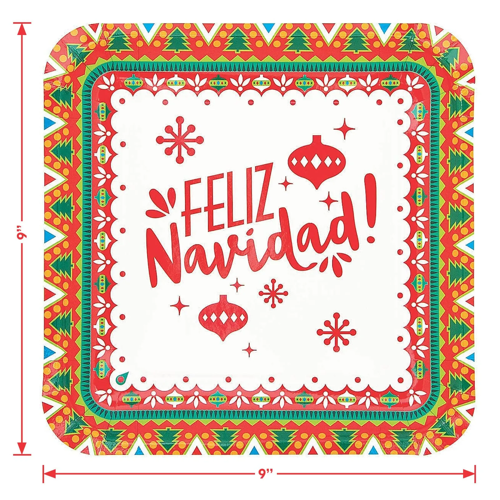 Feliz Navidad Party Paper Dinner Plates, Napkins, and Cups (Serves 16)