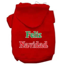 Feliz Navidad Screen Print Pet Hoodies Red Size XL (16)