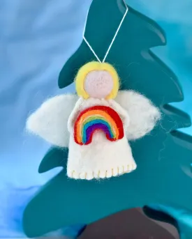 Felt Waldorf Diversity Angel with Rainbow - Yellow Hair