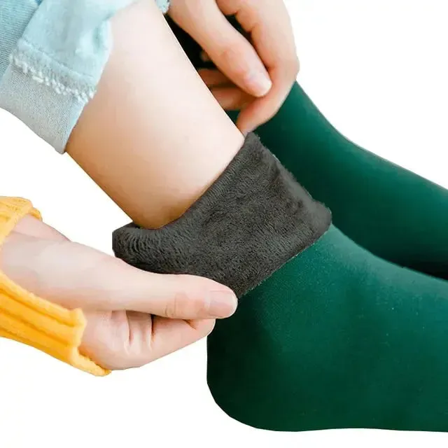 Female Winter Fleece Thick Warm Socks Soft Comfortable Solid Color Home Floor Thick Stocking Soft Boots Sleeping Socks