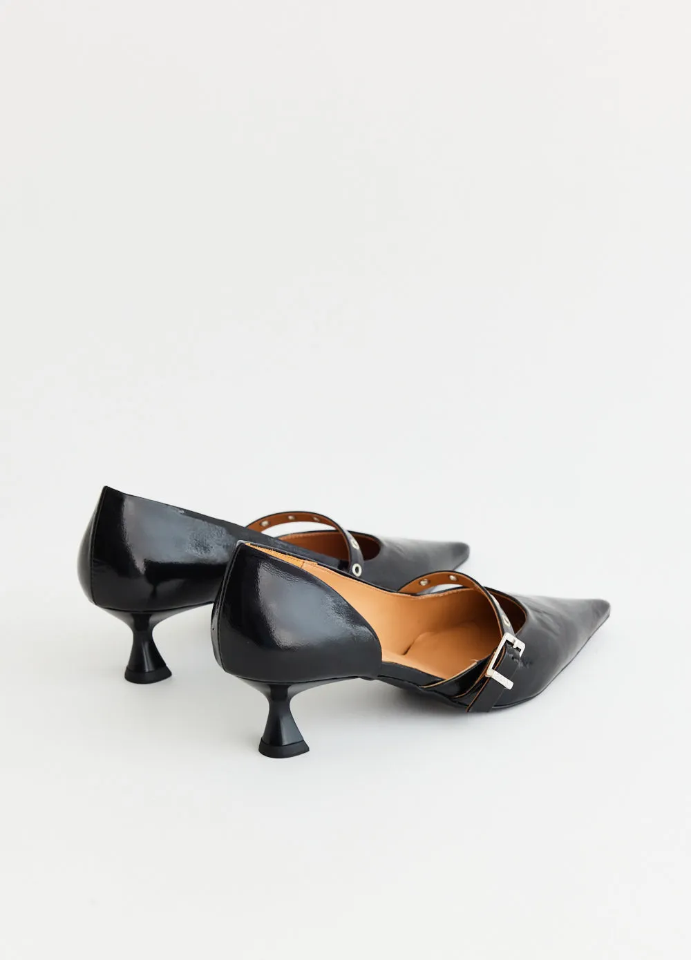 Feminine Buckle Kitten Heel Pumps