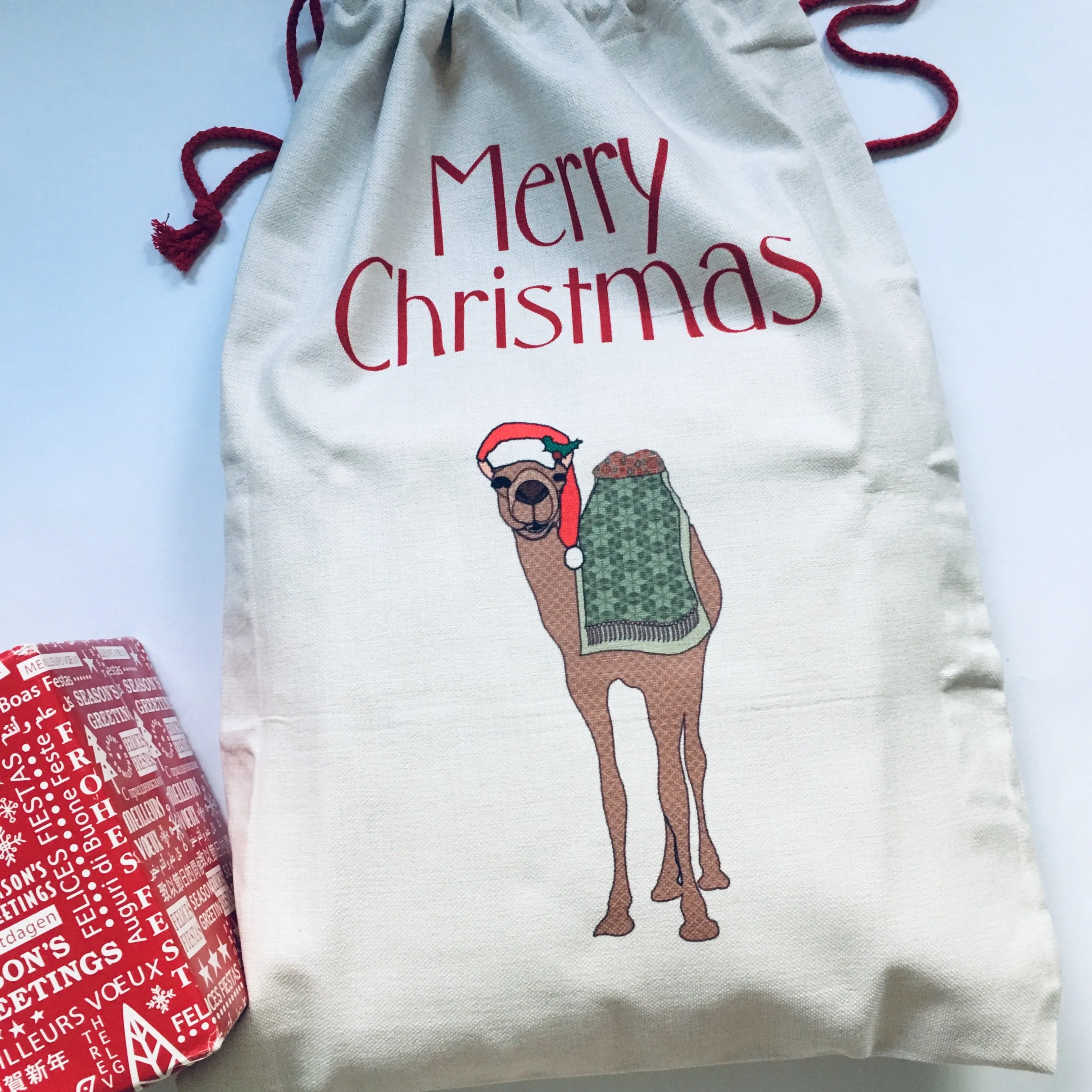 Festive Camel Santa Sack