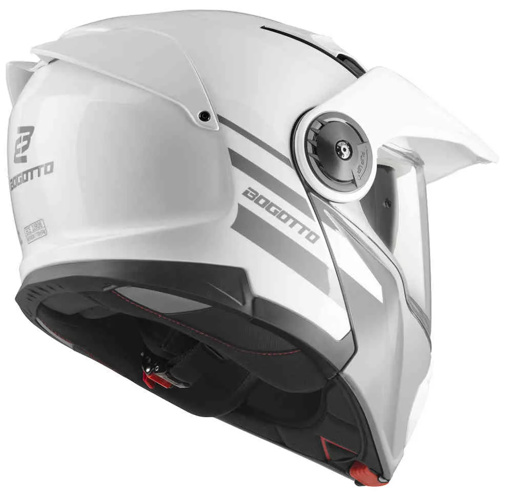 FG-102 Bogotto Fiberglass Enduro/Flip Helmet, White