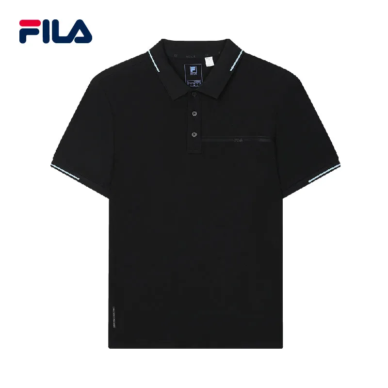 FILA CORE Men's WHITE LINE BLUE/EMERALD Short Sleeve Polo Shirt in Black