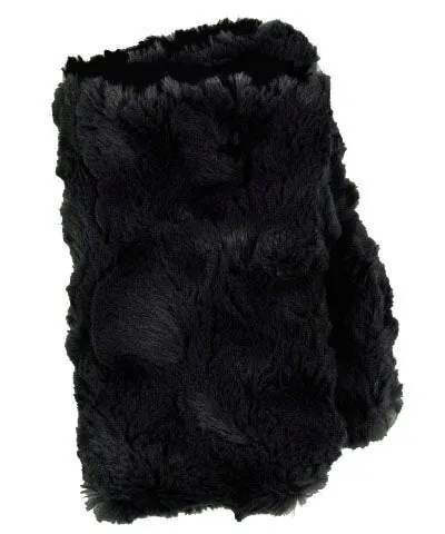 Fingerless / Texting Gloves, Reversible - Luxury Faux Fur in Black Mamba