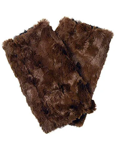 Fingerless / Texting Gloves, Reversible - Rosebud Faux Fur