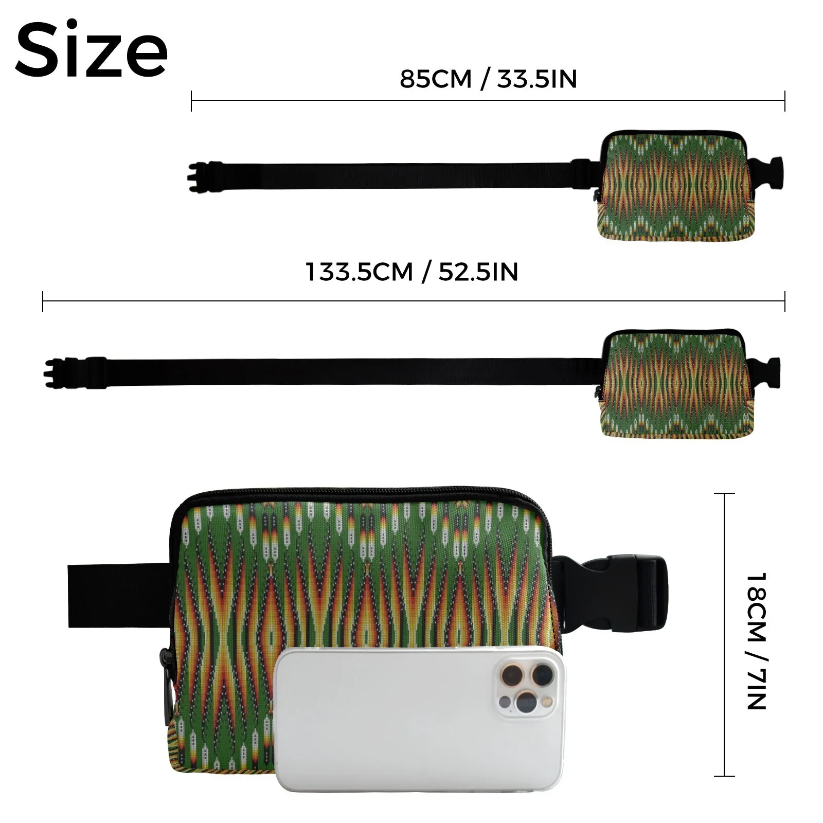 Fire Feather Green Belt Bag