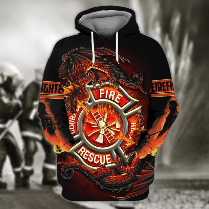 Firefighter Dragon All Over Print For Men & Women 3D Shirt, Proud of Firefighter