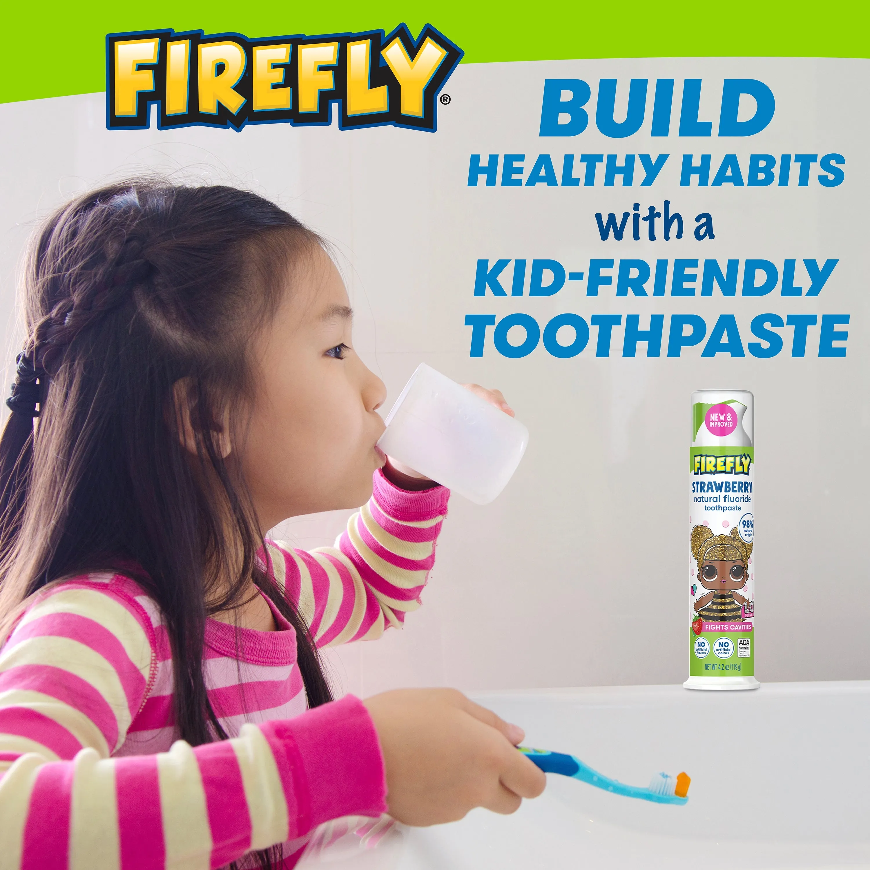 Firefly Kids L.O.L. SURPRISE! Anti-Cavity Natural Fluoride Toothpaste, Strawberry Flavor