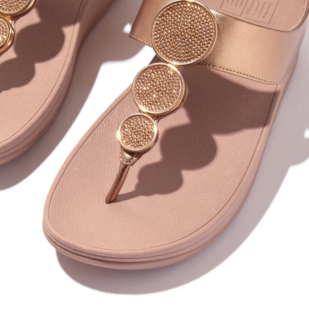 FitFlop Halo Bead Circle Metallic Sandals - Rose Gold