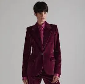 Fitted Pomegranate Velvet Fitted Jacket