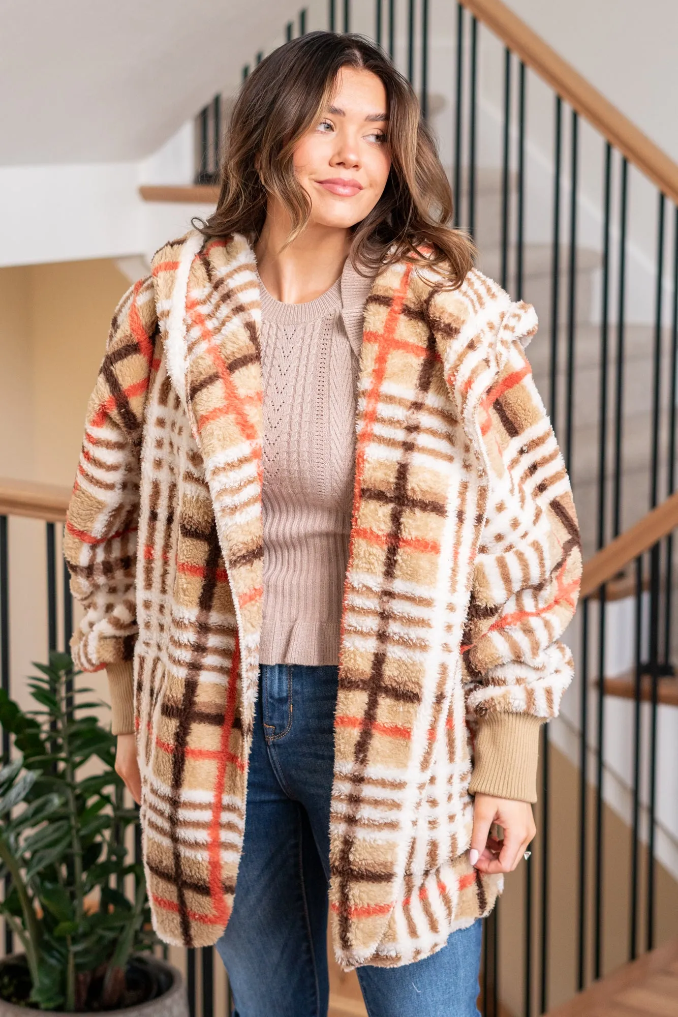 Flannel Plaid Sherpa - Taupe Mix