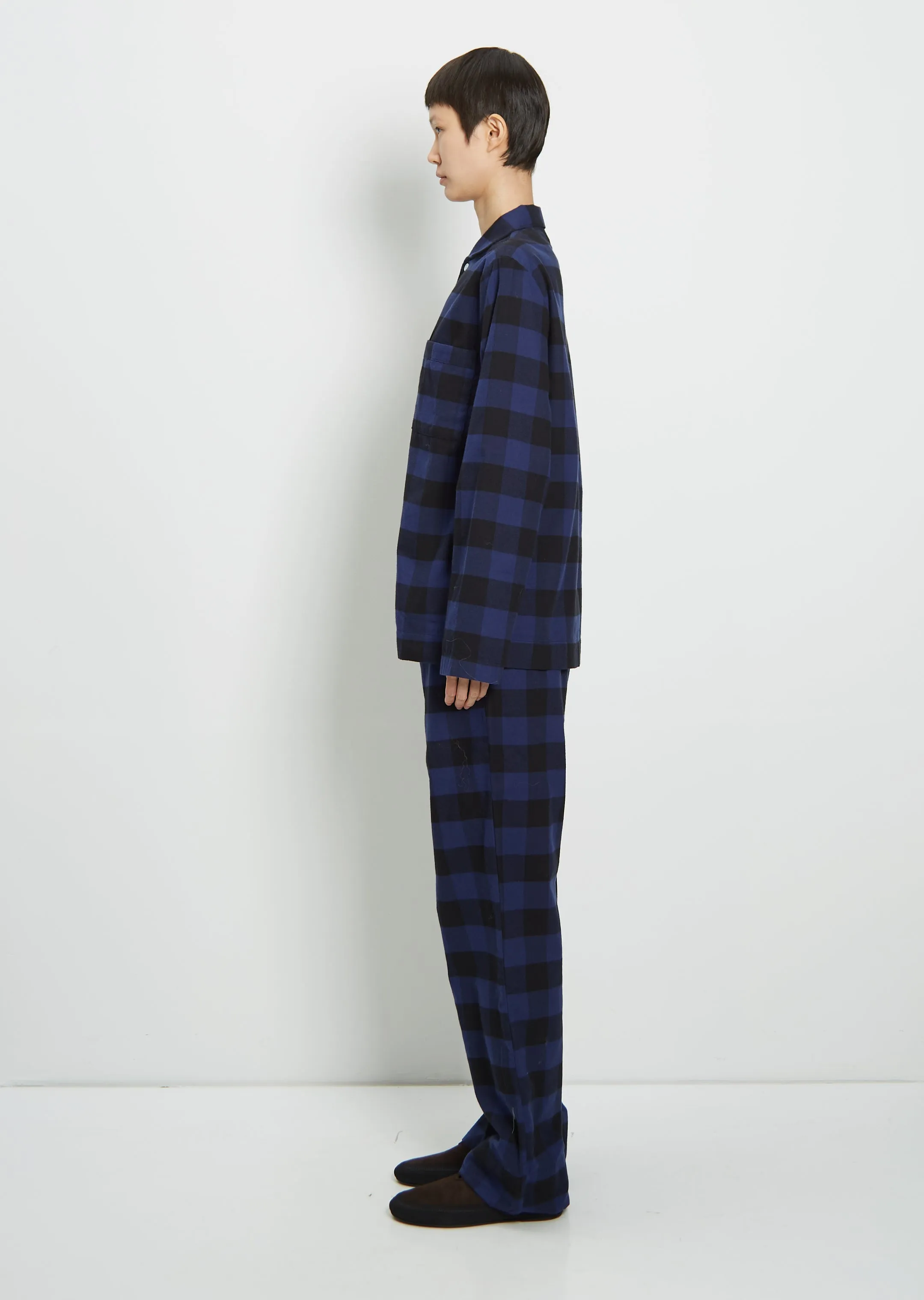 Flannel Pyjamas Shirt — Blue Gingham