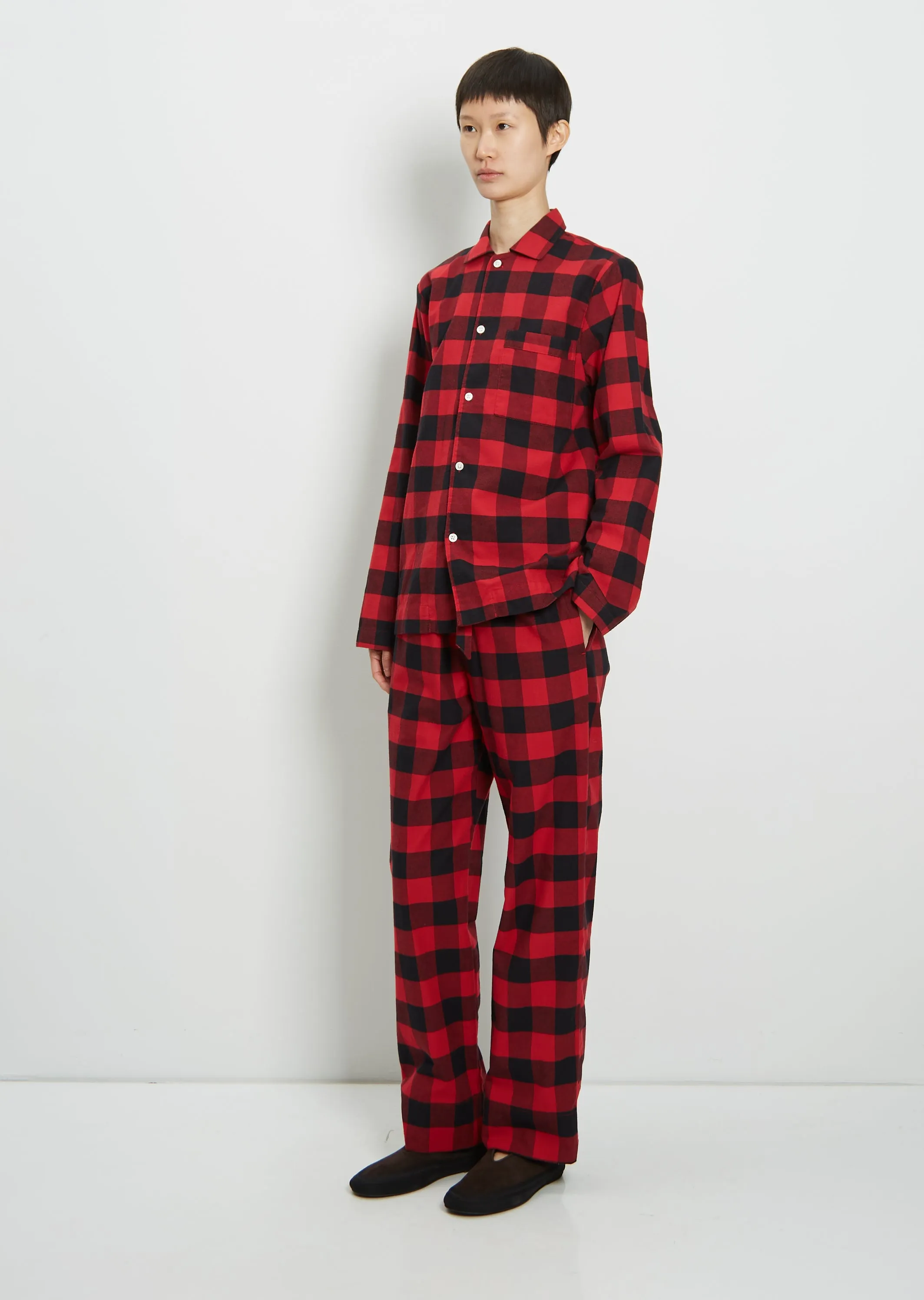 Flannel Pyjamas Shirt — Red Gingham