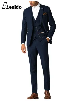 Flat 3 Piece Men's Suit For Wedding(Blazer   Vest   Pants)