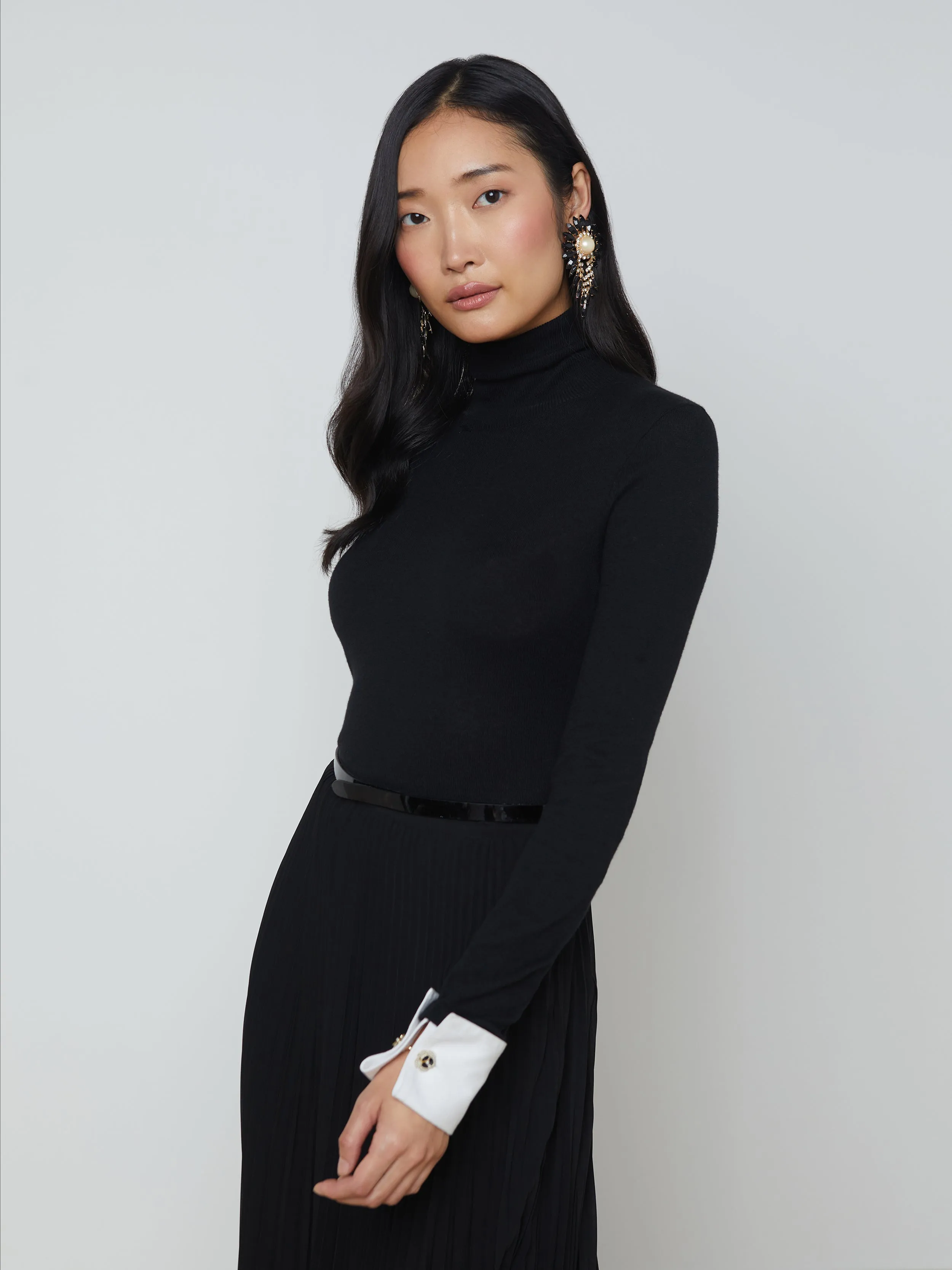 Flora Poplin Cuff Turtleneck