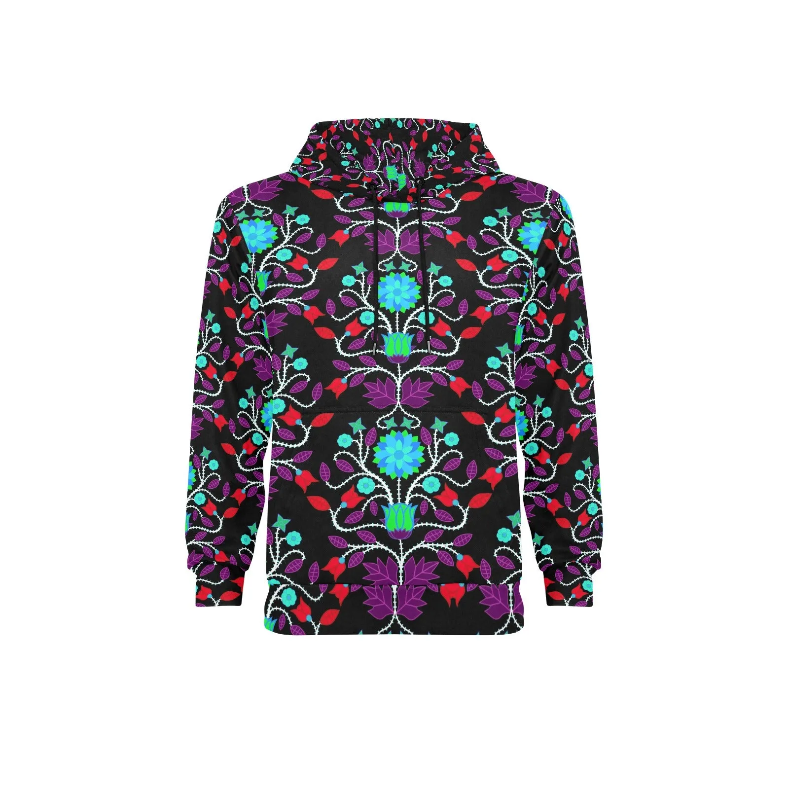 Floral Beadwork Four Clans Winter Men's Long Sleeve Fleece Hoodie