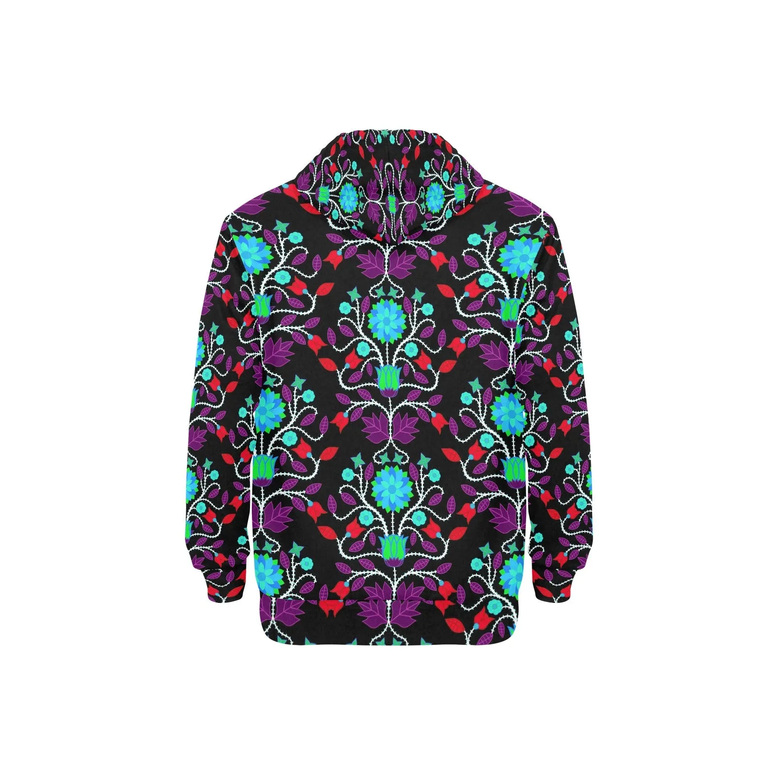 Floral Beadwork Four Clans Winter Men's Long Sleeve Fleece Hoodie