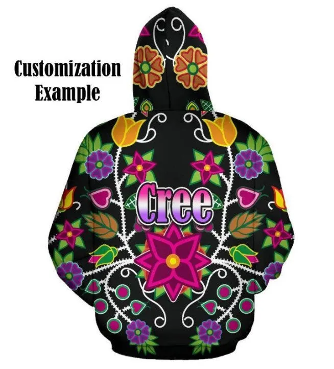 Floral Beadwork Four Clans Winter Men's Long Sleeve Fleece Hoodie