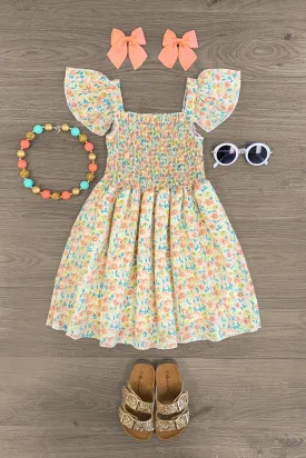 Floral Chiffon Smocked Dress