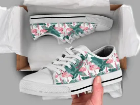 Floral Flamingo Shoes Flamingo Sneakers Flower Shoes Flamingo Lover Gifts Custom Low Top Converse Style Sneakers For Adults Women & Men