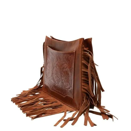 Floral Fringe Tooled Leather Bag