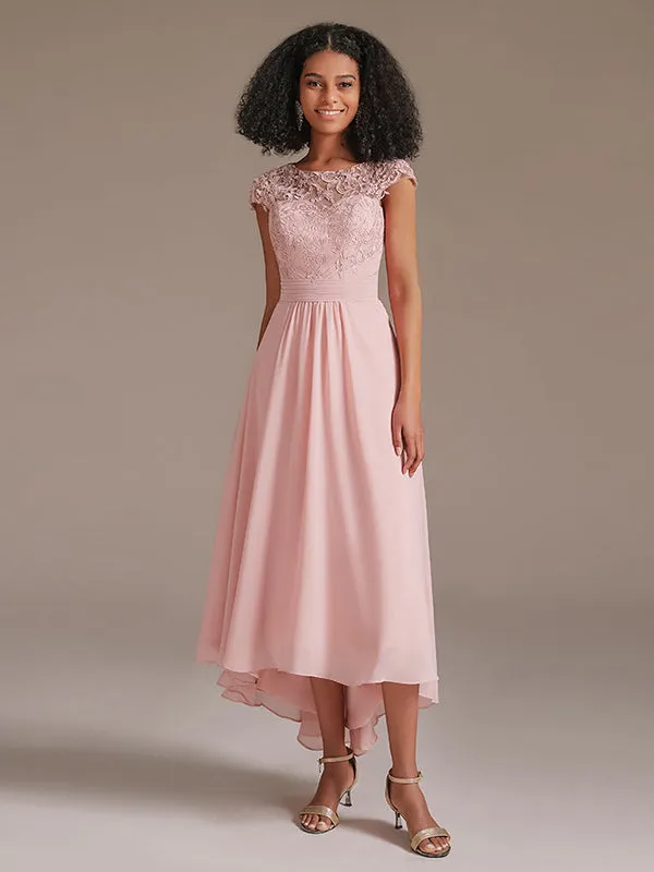 Floral Lace High Low High Low Bridesmaid Dress