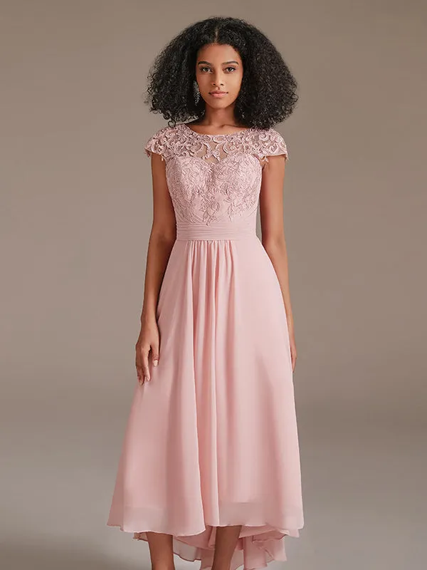 Floral Lace High Low High Low Bridesmaid Dress