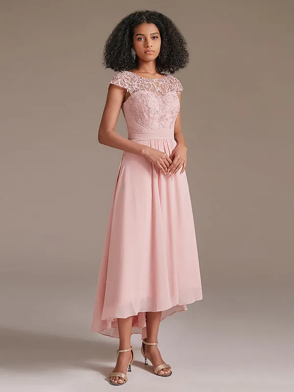 Floral Lace High Low High Low Bridesmaid Dress