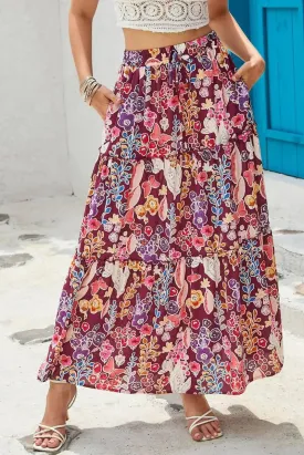 Floral Print High Waist Maxi Skirt: Embrace the Boho Chic Vibe