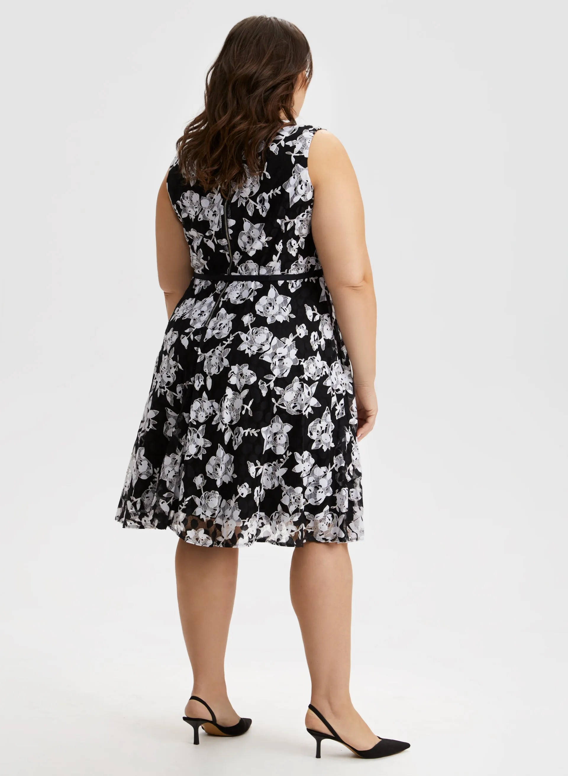 Floral Print Ribbon Belt Dress